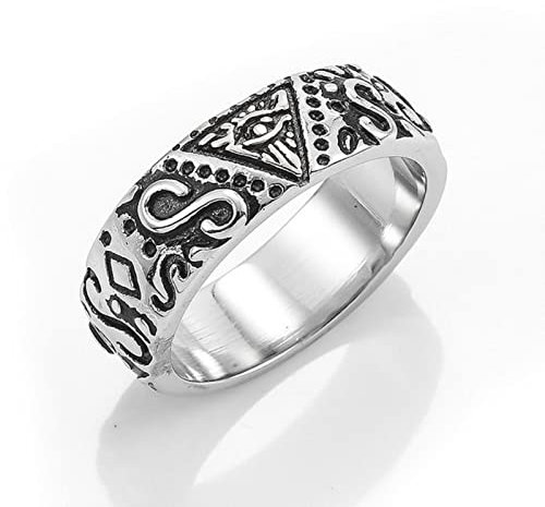 XJruixi Retro Triangle Freemason All Seeing Eye Ring for Men Women Simple Stainless Steel Biker Freemason Ring Men Jewelry Gift