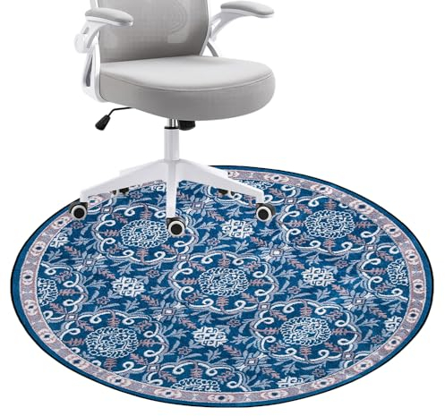 Honorstar Bodenschutzmatte für Hartböden und Teppich Stuhlunterlage Gaming Bodenschutzmatte Bürostuhl Matte Runden Bodenmatte rutschfest Bürostuhlunterlage 120x120cm Stuhlmatten (Mehrfarbig-3)