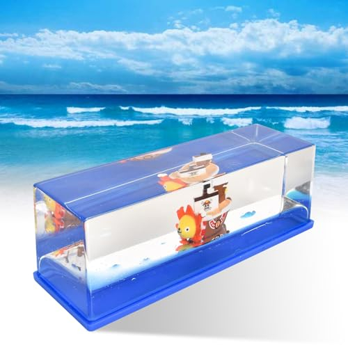 DEARBAG Modèle de Bateau Pirate Insubmersible One Piece, Bouteille de Dérive Fluide en Acrylique, Flottant, Soulagement du Stress, Ornement de Bureau (C)