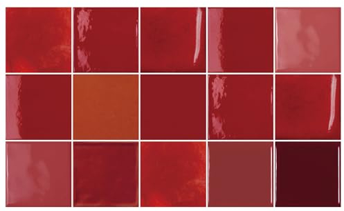 Ulticool – Adesivi impermeabili per piastrelle, colore: rosso bordeaux rosa, 15 x 15 cm, 15 x 15 cm, 15 pezzi