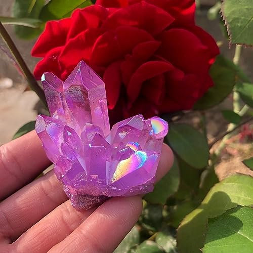 AUOQKQUT Spécimen d'amas de Cristal de Quartz Halo de Flamme Violette décoration d'intérieur(Size:10pcs)