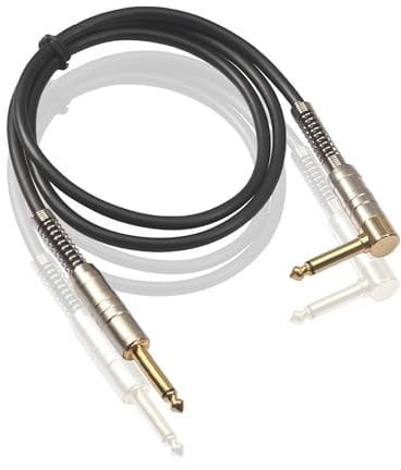 Gold Plated 6.35mm(1/4inch) Audio Cable - Right Angle to Straight for Guitar, Bass, Keyboard, Microphone & Speaker Amp (10m)