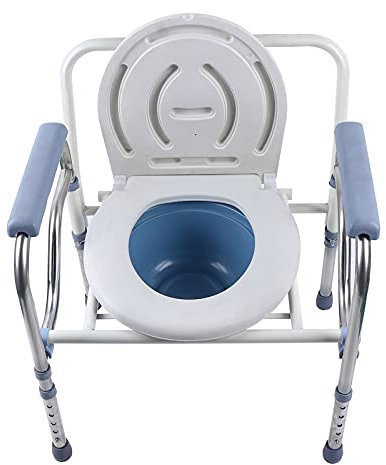 PurpleMinder Chaise Percée Pliable et Réglable en Hauteur, Chaise Percée Adulte en Acier Inoxydable, avec Seau de Toilette, Couvercle, Accoudoirs pour Personnes Handicapées, Personnes Âgées