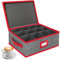 VERONLY Porte-tasses à café avec séparateurs - Rangement avec couvercle et poignées - Boîte de rangement pliable pour 12 tasses à café - Empilable - Gris