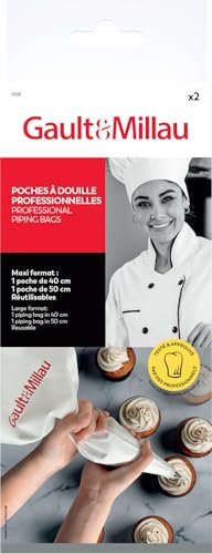 GAULT&MILLAU - Poches à Douille Pro x2 - Création de décors pâtissiers - Robustes et réutilisables - Lot de 2, Blanc