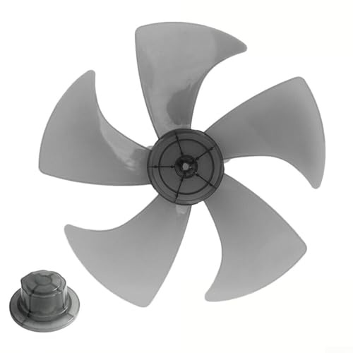 14 Inch Five PP Plastic Fan Blade with Nut Cover for Pedestal Fan Replacement or Desk Fan Spare Part, Low Noise High Temperature Resistant 355mm Stand(Transparent Black)