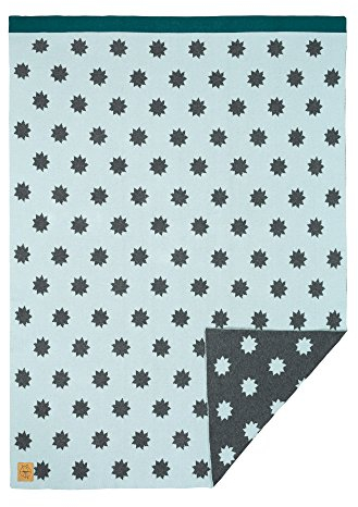 LÄSSIG Baby Kinderdecke Strickdecke weich Bio-Baumwolle GOTS zertifiziert/Baby Blanket Little Chums Stars mint