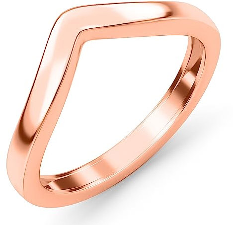 TJC Silver Wishbone Ring for Women, 2mm Thick Wedding Band Ring with Rose Gold Plating, Ladies Promise Ring, Sizes T