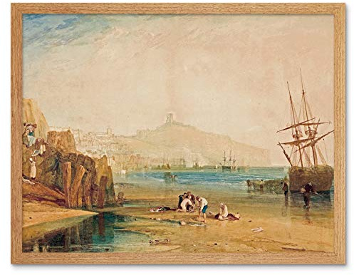 Jmw Turner Scarborough Town Castle Boys Catching Crabs Art Print Framed Poster Wall Decor 12x16 inch