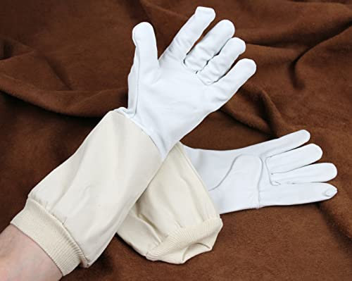 Förster-Fellnest Premium Imkerhandschuhe, Bienenhandschuhe, echt Lederhandschuhe für den Imker in kräftiger, weicher Rindlederqualität - CE zertifizierter Imkerschutz