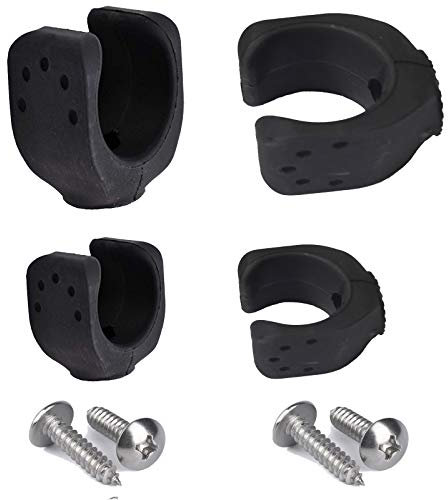 Pmsanzay 4/PK Black Rubber Boat Clips: 2 Big (1.18-1.7in, 30-43mm) & 2 Small (0.78-1.1in, 22-28mm) Ladder Stowing/Boat Hook Storage, Universal Pole Light Clips