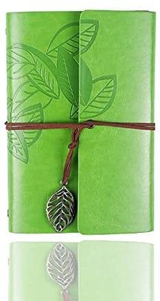 Vintage-Notizbuch mit klassischen, geprägten losen Blättern und Retro-Anhängern, Reisetagebuch, Tagebuch, 10 x 14,5 cm, Grün, 1 Stück [Spiral-bound]