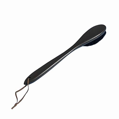 VINN DUNN BESPOKE Wooden Charcoal Brown Clothes Brush 380mm L handle, Synthetic Vegan Bristles, Designed for Velvet Sofa and Delicated Fabrics