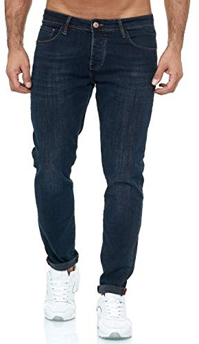 Vaqueros para Hombre Jeans Denim Pantalón Amplia Gama de Tamaños Stonewashed Arena Azul/Negro W33 L30