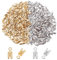 CREATCABIN 1 Boîte 400Pcs 2 Couleurs Pliantes Embouts Sertir Replier Cordon Sertir Conseils 3mm Cuir Ruban Pince Fermoir Laiton Terminators Kit Recherche Bijoux DIY Bracelets Pendentifs