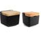 Saliera e Zuccheriera Cucina Ceramica con Coperchio Legno per Cucina Factory - Nero