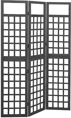 VidaXL Cloison de séparation à 3 panneaux Bois de pin Noir 121x180 cm