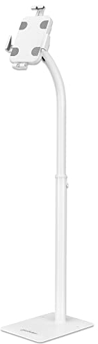 Manhattan 406345 Support antivol avec Support pour Tablette et iPad de 7,9 à 11, Rotatif à 360°, inclinable de 20° à -110°, Blanc