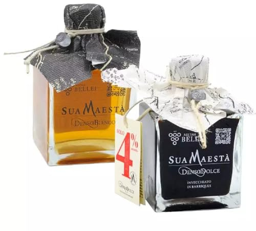 Bis Condimenti Sua Maestà Acetaia Bellei: Denso Bianco e Denso Dolce con Aceto Balsamico di Modena IGP 250 ml x 2