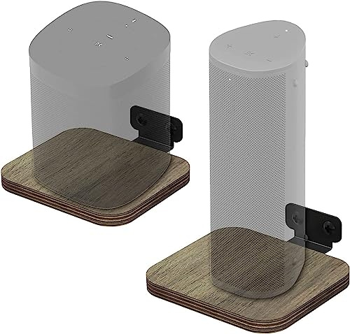 Aokicase Compatible with Amazon Echo/Google WiFi/Sonos Universal Mount Wall Mount Stand Holder Accessories with Integrated Cable Management Speaker Accessories Rack (Wood) 2 Pieces
