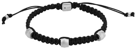 Fossil Herrenarmband, Edelstahl- und Lederarmband mit Schiebeverschluss
