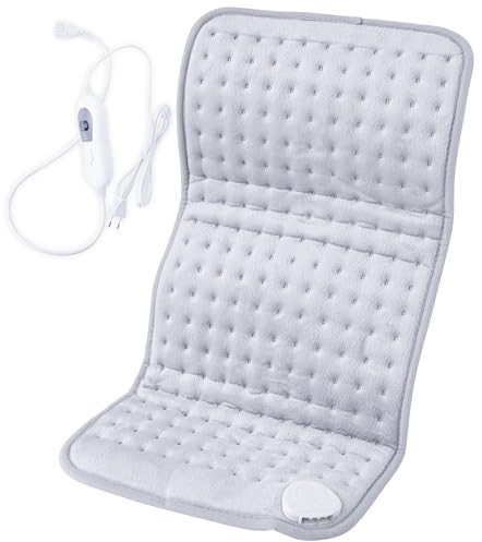 Seranova Elektrisches Wärmekissen für Rücken, Füße, Nacken, Schultern, Bauch - Heizkissen Elektrisch - 60x30cm - Hellgrau