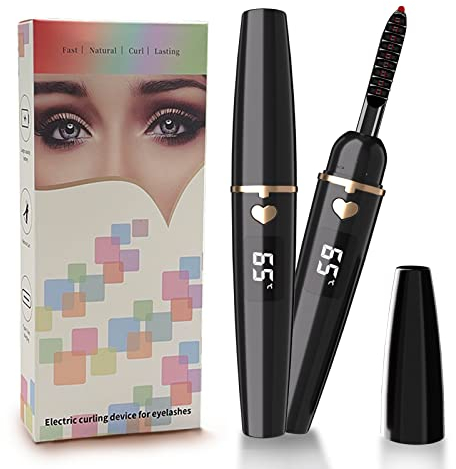 EYECURL Heated Eyelash Curler, Heated Lash Curler, Electric Eyelash Curler Heated with Silicone Pad Safe for Natural Long-Lasting Eyelashes (Black, X8-132MM)