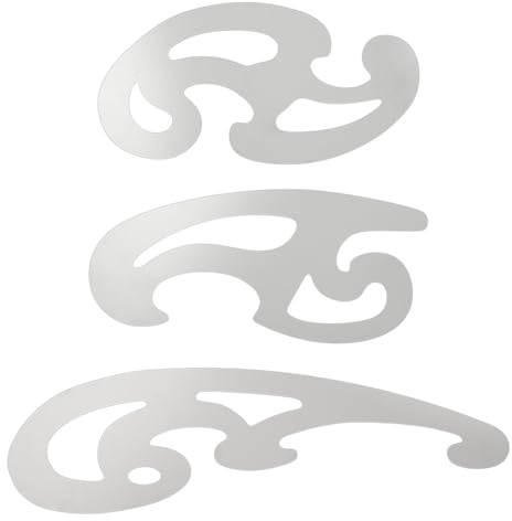 BENECREAT 3 Stück Edelstahl-Französischkurve, Metallmusterlineal Zeichenvorlagen-Werkzeug für Bekleidungslederdesign, dekorative Prägung, professionelles Zeichenwerkzeug