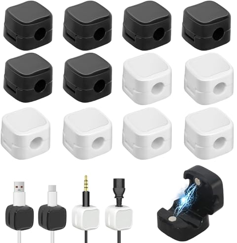 Cable Holder Clips 12 Pcs Cable Tidy Clips Magnetic Cable Holder Cord Holder for Desk Bedside Table Kitchen Appliances