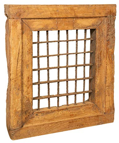Biscottini Finestra Antica Legno massello 63,5x9,5x69,5 cm - Finestre in Legno Decorative e Funzionali - Finestra Vintage Legno