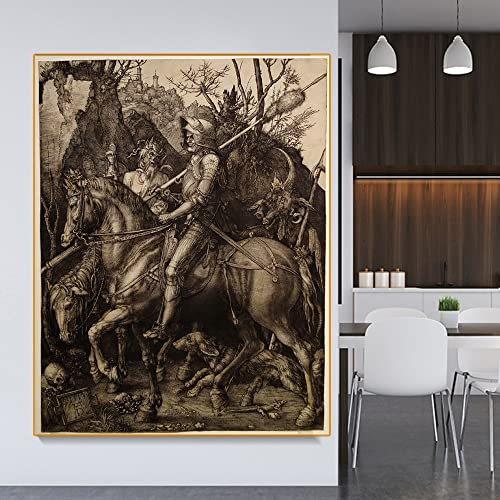 Diamant-Malerei-Set Albrecht Durer, der Ritter, der Tod und der Teufel, 5D-Diamant-Gemälde, Bild, Kunst, Heimdekoration, Wanddekoration