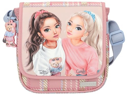 Depesche 13014 TOPModel Team Teddy - Kleine Umhängetasche in Rosa, mit Model Motiv und Anhänger, Tasche mit verstellbarem Schultergurt