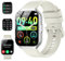 CASCHO Smartwatch Uomo Donna, 1.96 Orologio Smartwatch con Effettua/Risposta Chiamate, 112+ Sportive Smart Watch con Contapassi/Sonno/Cardiofrequenzimetro, IP68 Impermeabile per iOS Android, Beige