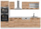 Vicco Küchenzeile R-Line, Küchenblock, Goldkraft Eiche/Weiß, 300 cm AP Marmor