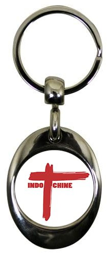 Porte-clés ovale en métal avec jeton caddie Indochine