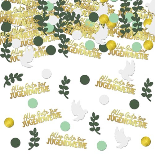 Jugendweihe Deko Konfetti 200 Stück Jugendweihe 2025 Tischdeko Grün Gold Endlich Erwachsen Tischdeko Jugendweihe Geschenk für Junge Mädchen Teenager Schwarz Gold