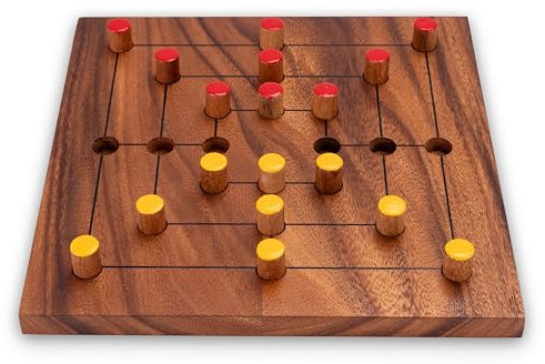 LOGOPLAY Mühle Gr. XL für 2 Spieler - Spielfeld 25 x 25 cm - Strategiespiel aus Holz