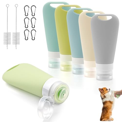TXXATX 6 tubos de comida para rellenar perros de 90 ml salchicha hígado perros tubo reutilizable tubo de comida perro silicona botellas de viaje con Karabine cepillo de tubo de ensayo para
