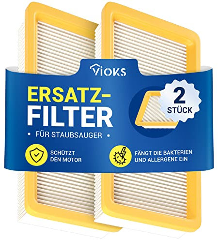 VIOKS 2x Filtres Pliés Plats de Remplacement pour Aspirateur Kärchеr Filtre 6.414-631.0 - Filtre de Protection Moteur Aspirateur Kärchеr DS 6 / DS 6 Premium/DS 6.000 / DS 5.800 / DS 5200 / DS 5600