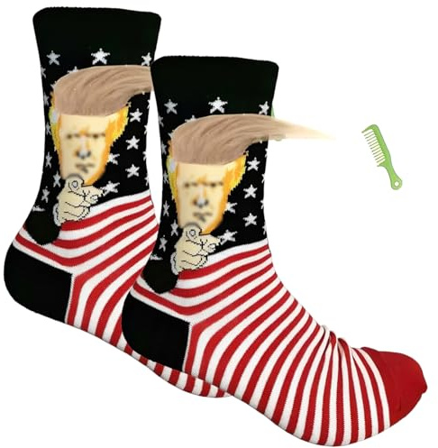 ZEXOWIJ Chaussettes de Simulation en tissu 3D, Chaussettes Trump avec cheveux, Unisexe, Cadeau drôle, Amusantes et Mignonnes, Adaptées aux rassemblements d'amis