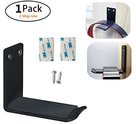 MeetRade Support mural pour casque ou casque - Pour bureau ou domicile - Noir Support Casque Audio en Silicone, Porte-Casque, Bureau, Mur, Table, Universel,Câbles