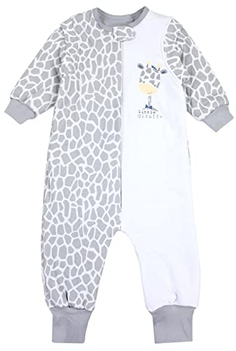 TupTam Baby Schlafsack mit Füßen und Ärmeln – Ganzjahres Schlafsack Baby 2.5 TOG, OEKO-TEX zertifiziert, Farbe: Giraffe, Größe: 104-110