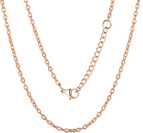 ChainsPro Chaîne Plaqué Or/Rose Gold/Noir en Acier Inoxydable pour Pendentif,Collier Maille Forçat Rolo Épaisseur 2mm-Taille Réglable 45 à 75 cm,Bijoux de Cou Chainette pour Hommes et Femmes, Acier