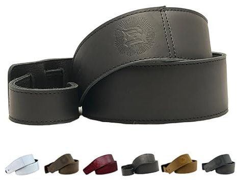 AONELAS The Reticent Full Grain Leather Guitar Strap For Electric, Acoustic, and Bass Guitars (2, Carbon Black)