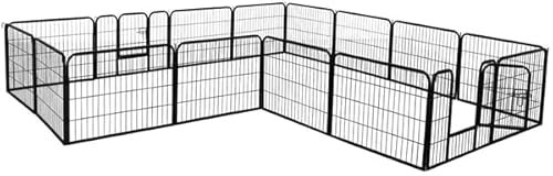 Yaheetech 32 Panneaux Clôture Décorative 60 cm Enclos Métal pour Jardin Clôture Extérieur en Métal