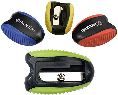 Swordfish [40287]‘Soft Grip’ Pencil Sharpener [Pack of 2] Assorted Colours ,Yellow,Blue,Green,Red