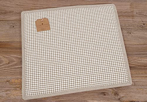 Sitzkissen in 37x41 cm für Esstisch Stuhl Wohnzimmer-Tisch - Baumwolle Stuhlkissen LINA Landhaus-Stil Muster beige kariert - Waschbares Sitz-Kissen für Esszimmer Tisch Sitz-Bank oder Auto