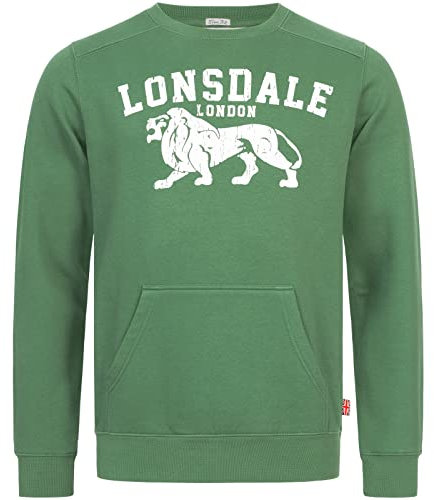 Lonsdale Kersbrook Sudadera, Verde Botella/Crudo, S para Hombre
