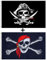 Bandera Pirata, Bandera de Calavera 2 Piezas, Cruz Cuchillo de Jolly Roger,Cross Knife, para Fiesta Pirata, Regalo de Cumpleaños, Decoración de Halloween, 90 x 150 Cm