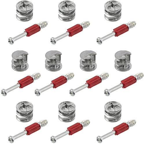 AERZETIX - C65852 - Lot de 10 ferrures d'assemblage à excentrique encastrée + 10 goujon Ø6x44 mm - pour panneau de 16 mm - en acier - menuisier ébéniste meuble bois MDF mélaminé placard tourillons